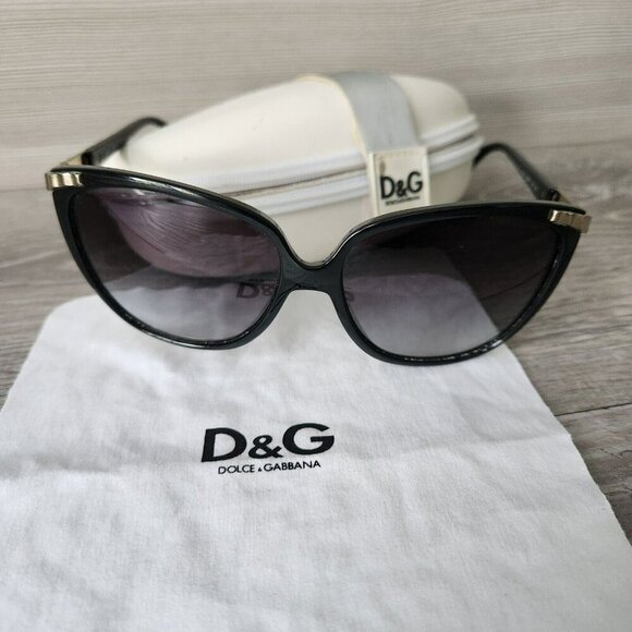 Dolce & Gabbana Womens Sunglasses Black Frame Gradient Lens 58mm Case Box Italy - Picture 7 of 16